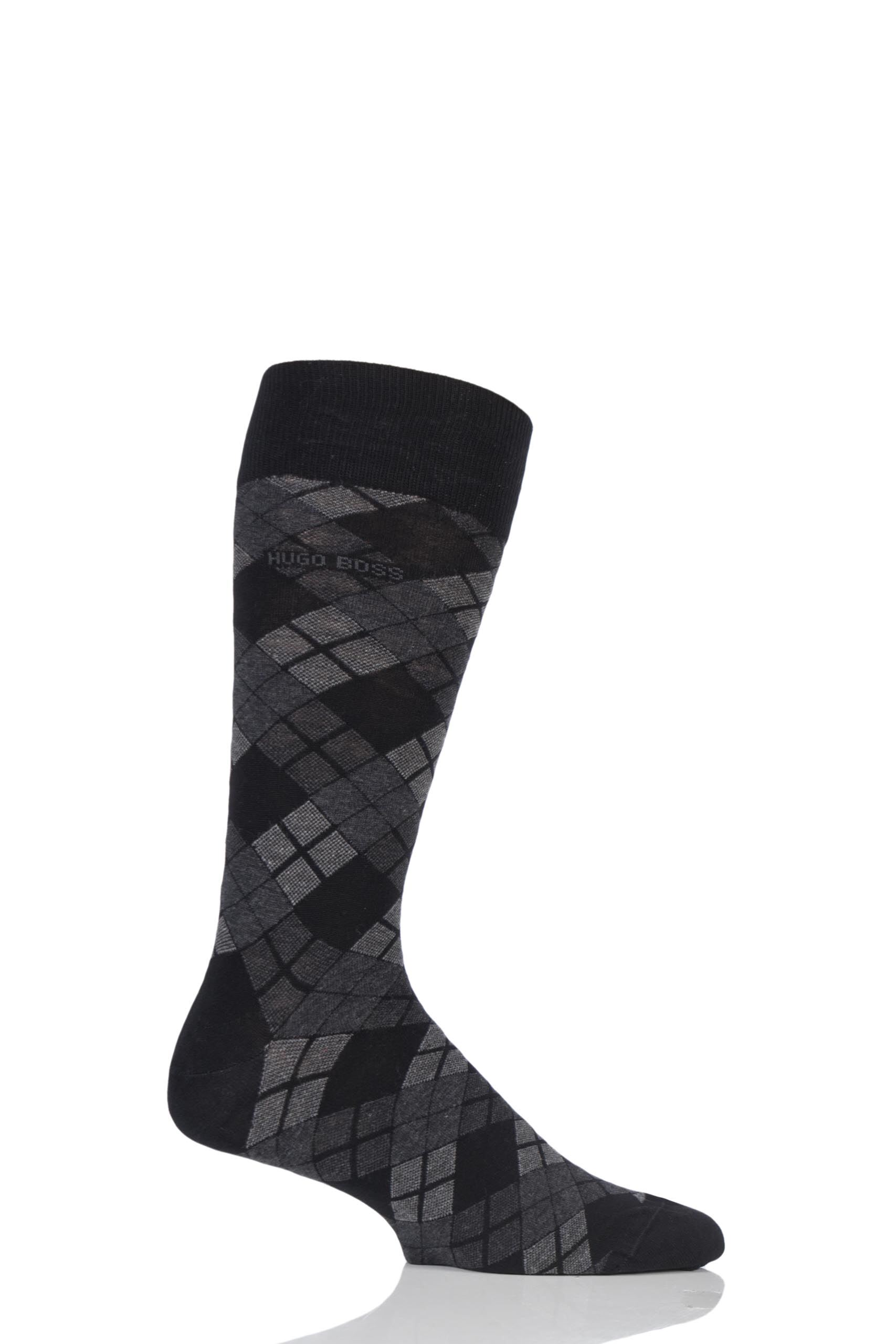 Image of 1 Pair Black BOSS Argyle Stripe Combed Cotton Socks Men's 5.5-8 Mens - Hugo Boss