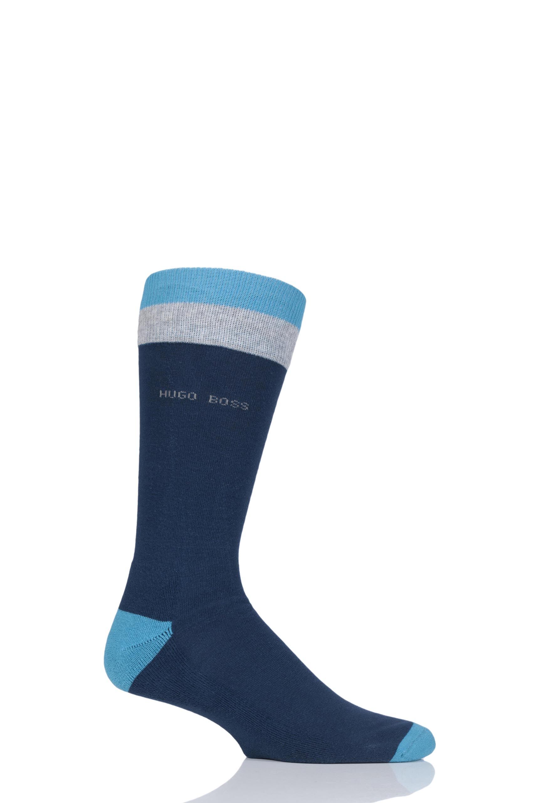 Image of 1 Pair Blue BOSS Finest Soft Cotton Plush Socks Men's 8.5-11 Mens - Hugo Boss