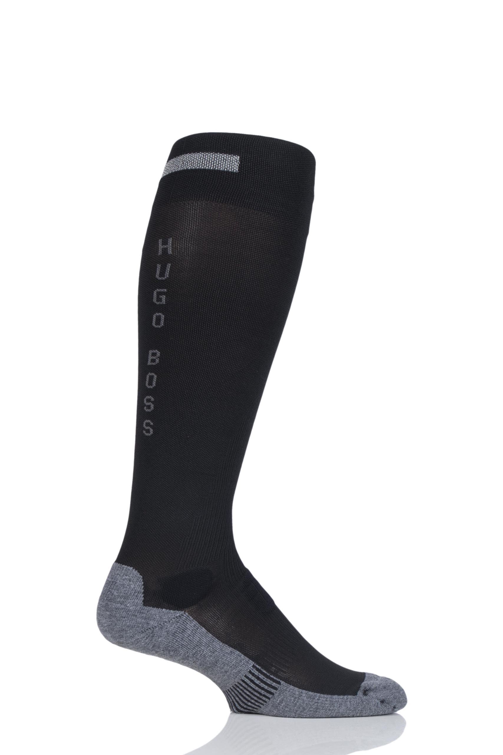 Image of 1 Pair Black / Grey BOSS Performance Sportswear Coolmax Knee High Socks Men's 8.5-11 Mens - Hugo Boss