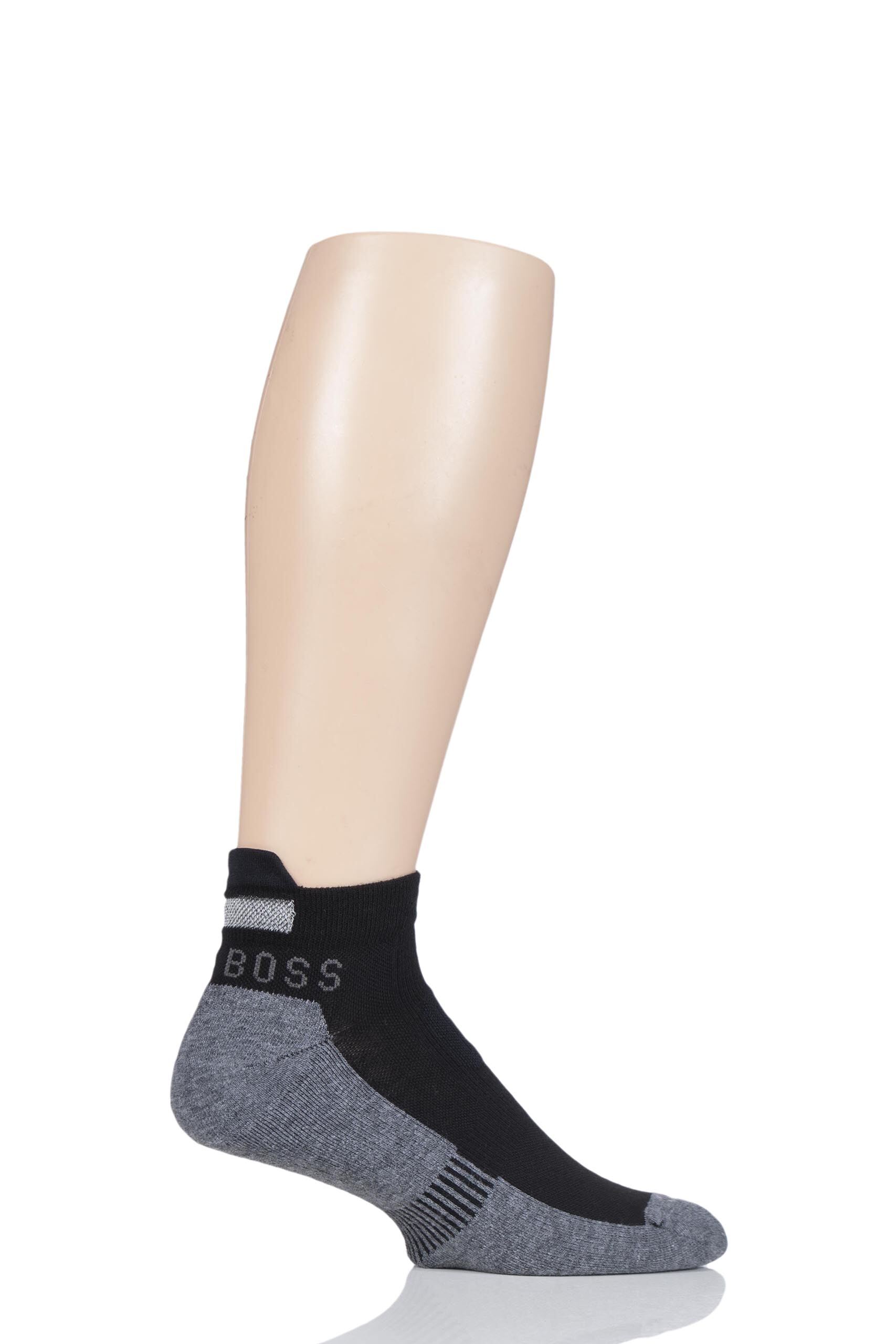 Image of 1 Pair Black / Grey BOSS Performance Sportswear Coolmax Sneaker Socks Men's 5.5-8 Mens - Hugo Boss