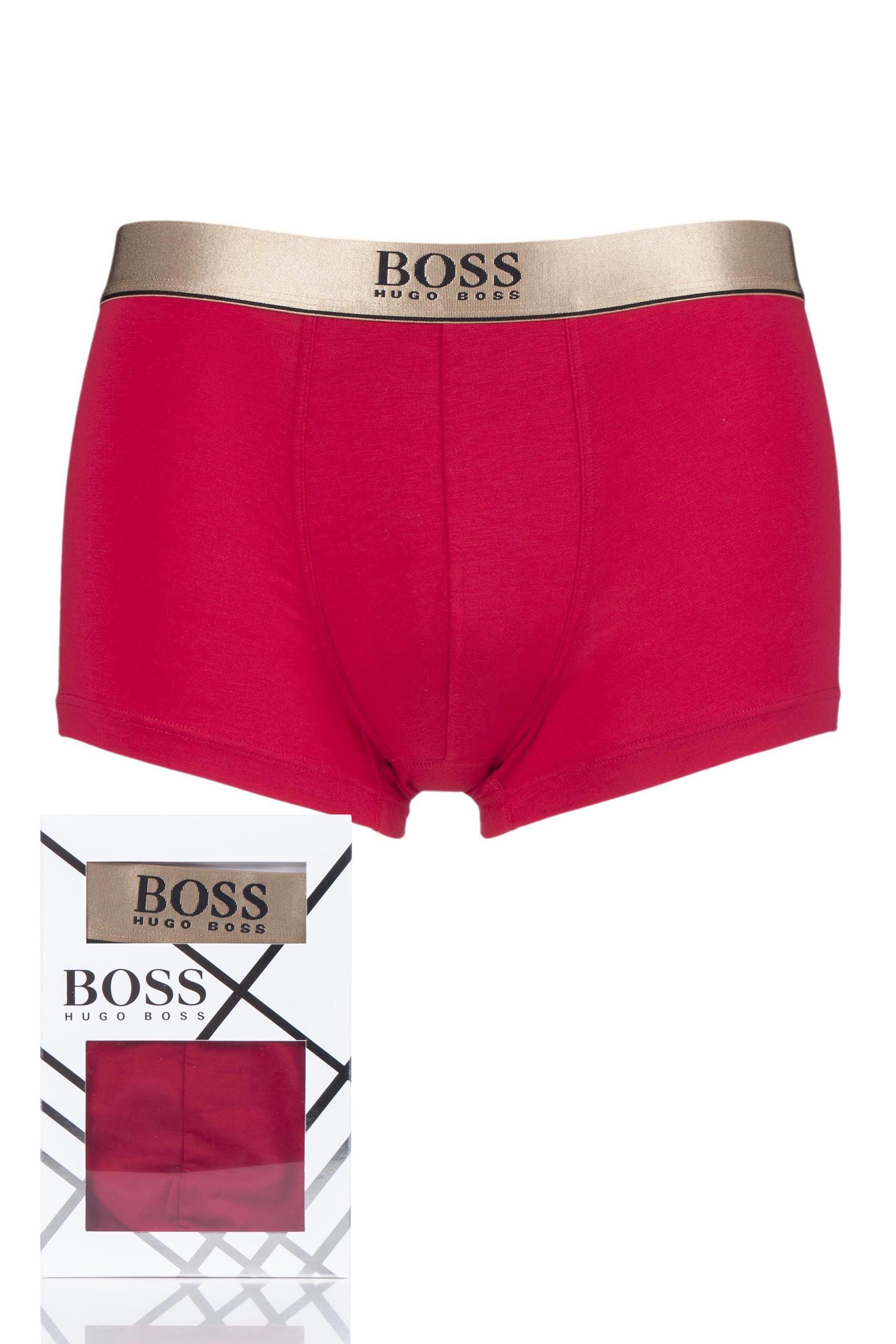 Image of 1 Pack Red BOSS Plain Cotton Celebration Gift Boxed Boxer Shorts Men's Extra Large - Hugo Boss