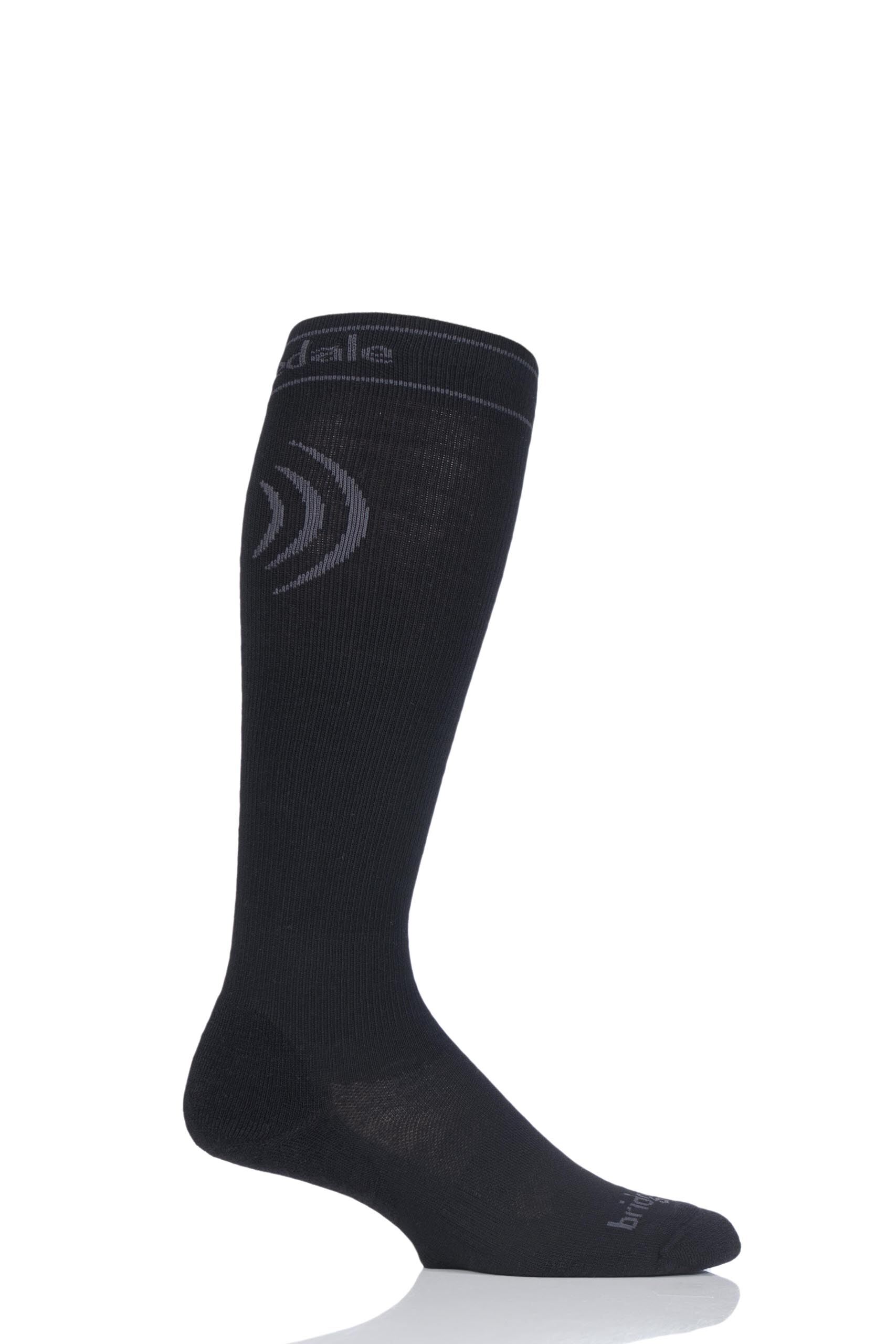 Image of 1 Pair Black Compression Travel Socks Men's 3.5-5 Mens - Bridgedale