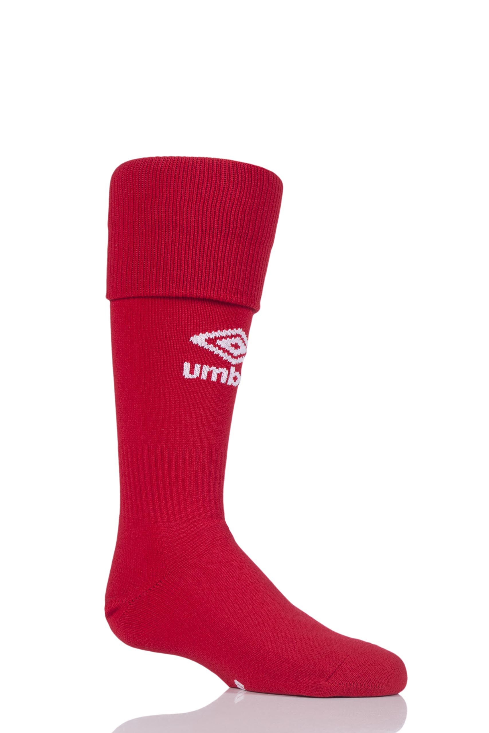 Image of 1 Pair Vermillion / White League Football Socks Kids Unisex 12-2 Kids (7-10 Years) - Umbro