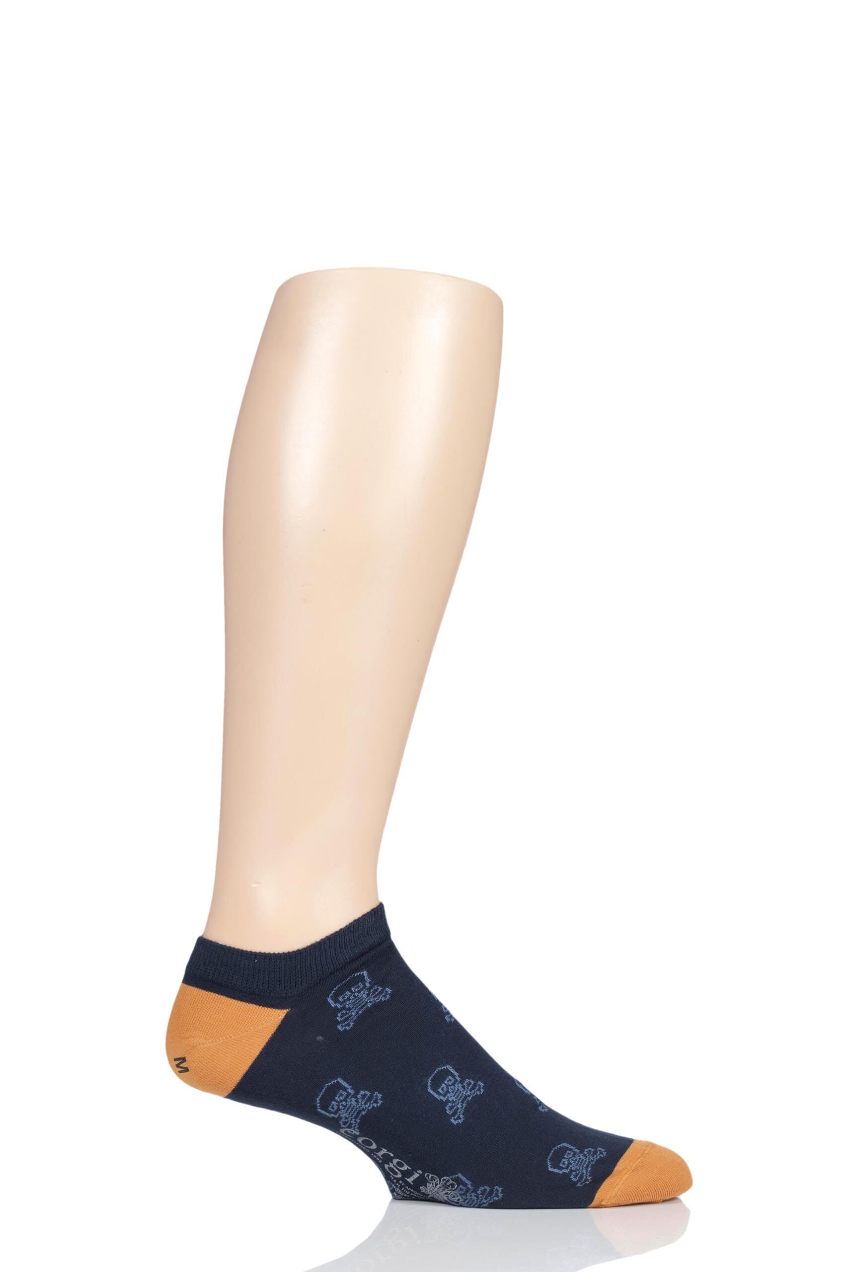 Image of 1 Pair Navy Skull and Crossbones Lightweight Cotton Trainer Socks Men's 11-12 Mens - Corgi