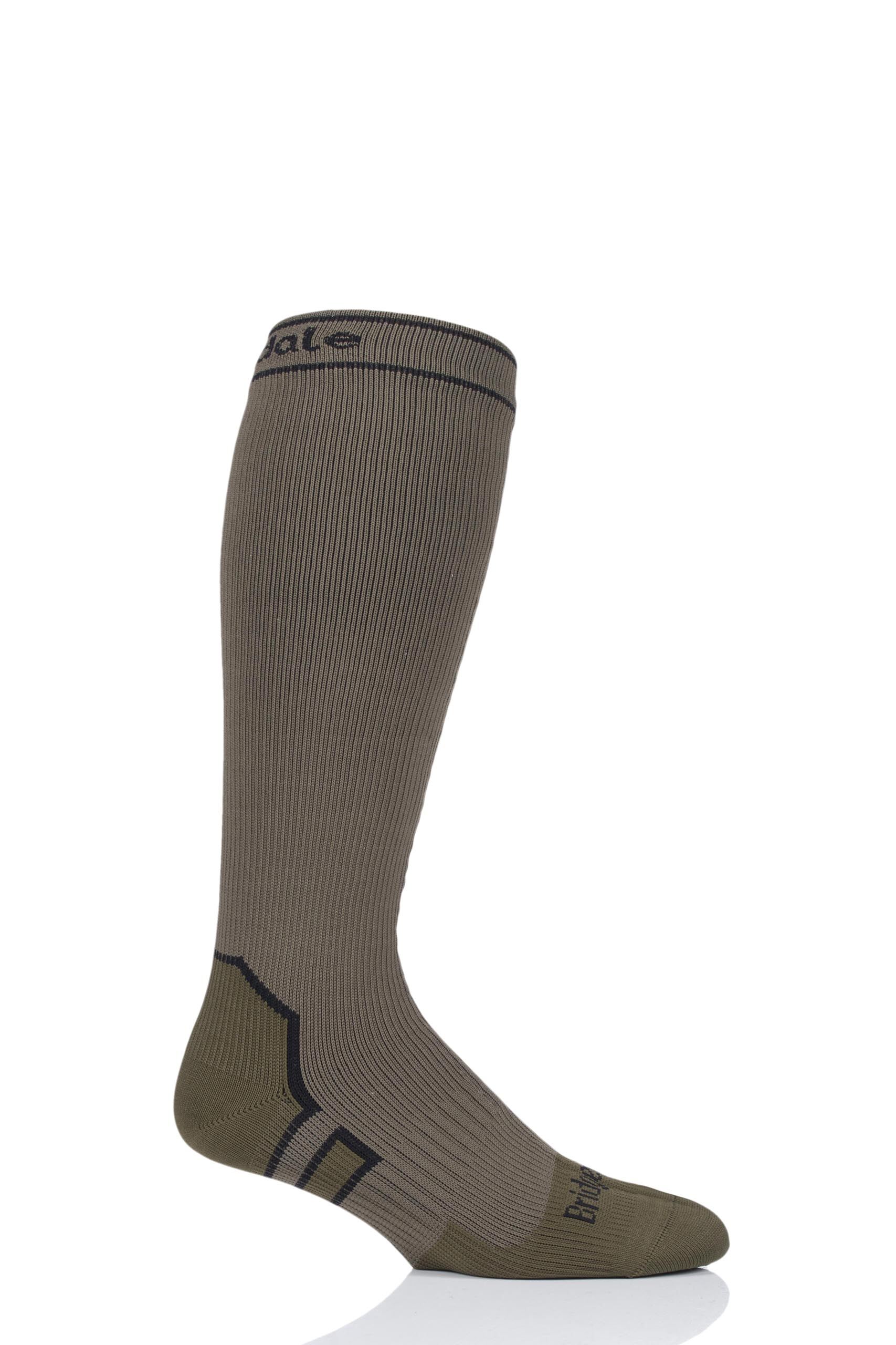 Image of 1 Pair Pack Khaki 100% Waterproof Mid-weight Knee High StormSocks Unisex 6-8.5 Unisex - Bridgedale