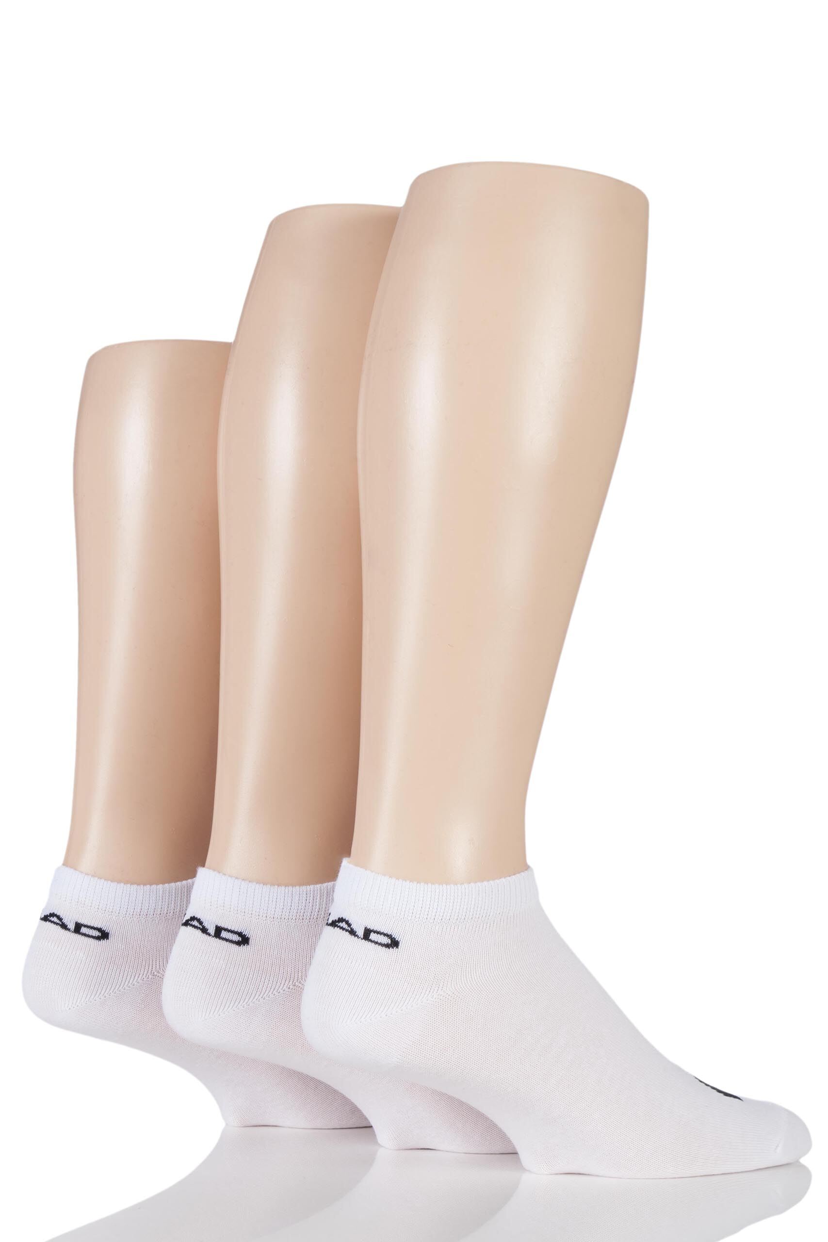 Image of 3 Pair White Cotton Sport Sneaker Socks Unisex 6-8 Unisex - Head