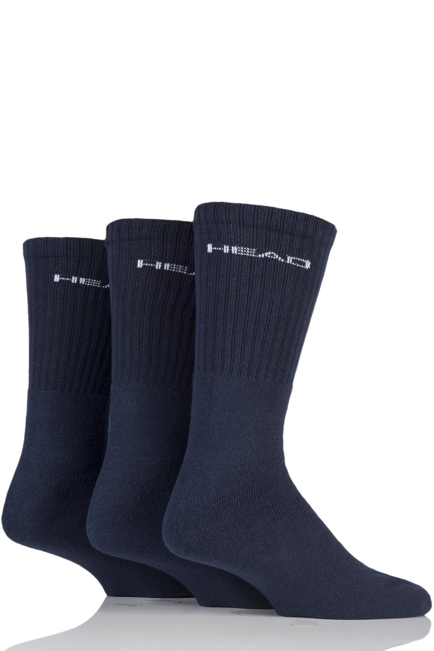 Image of 3 Pair Navy Plain Cotton Sport Crew Socks In Black Men's 9-11 Mens - Head