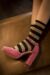 Ladies 1 Pair Burlington Shiny Stripe Cotton Socks
