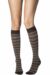 Ladies 2 Pair Elle Bamboo Striped and Plain Knee High Socks