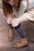 Ladies 1 Pair Elle Wool and Viscose Striped Knee High Socks