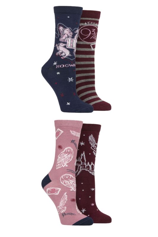 Women's 4 Pair Harry Potter Hogwarts Cotton Socks