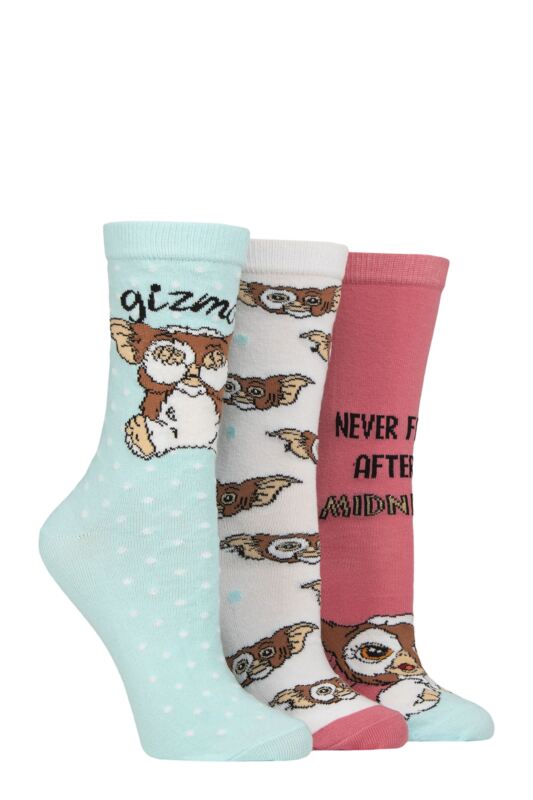 Womens 3 Pair Gremlins Gizmo Cotton Socks