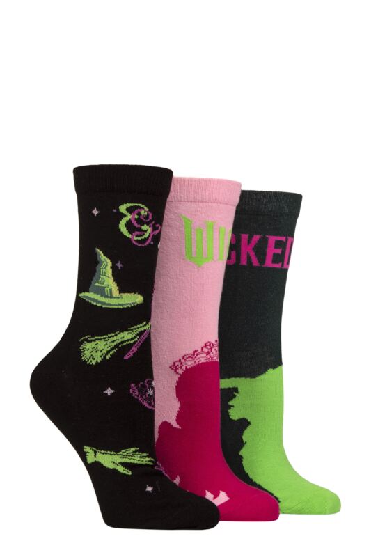 Women's 3 Pair SOCKSHOP Wicked the Musical Socks