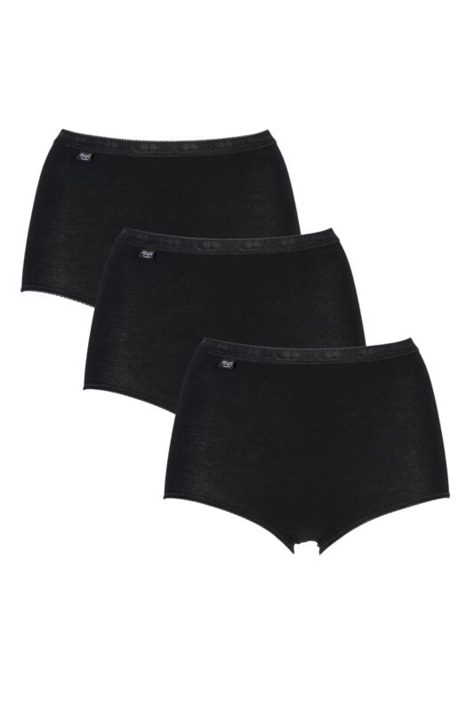 Women's 3 Pair Sloggi Basic Maxi Briefs Black 28