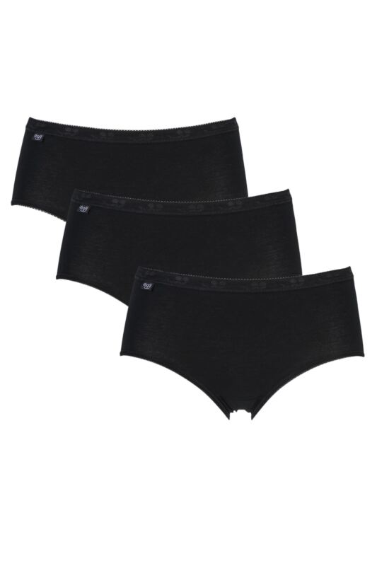 Women's 3 Pair Sloggi Basic Midi Briefs Black 10