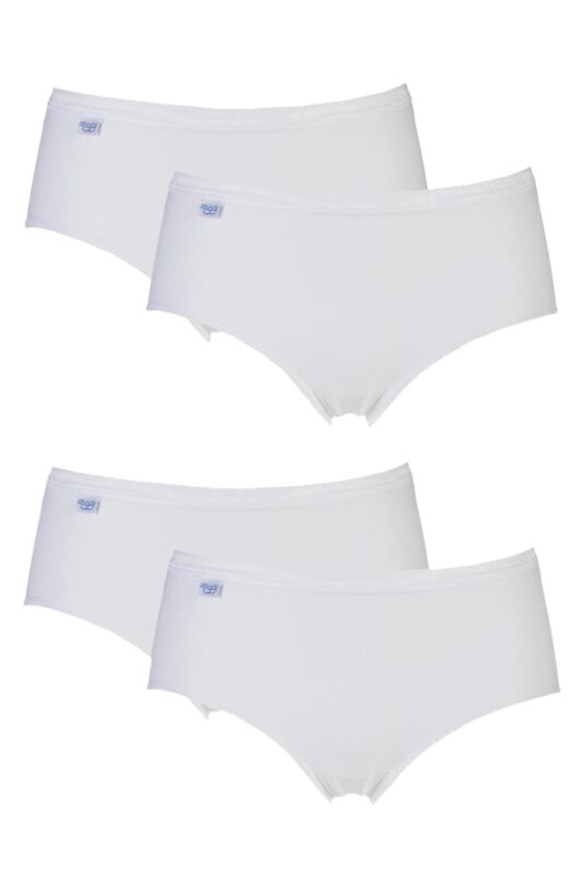 Women's 4 Pack Sloggi Basic Midi Briefs White 20