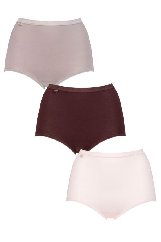 Women's 3 Pair Sloggi Basic Maxi Briefs Multi UK 16