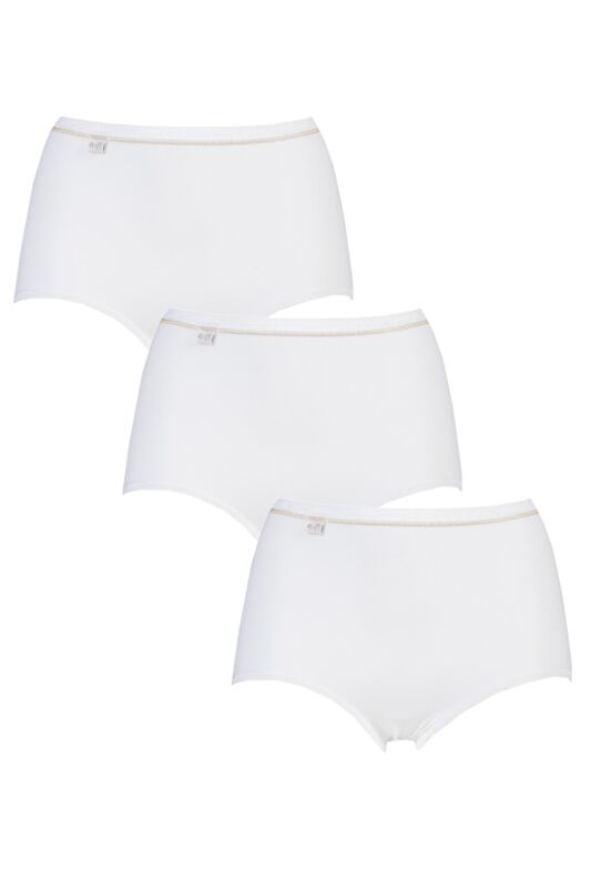 Women's 3 Pair Sloggi Basic Maxi Briefs White / Gold 28