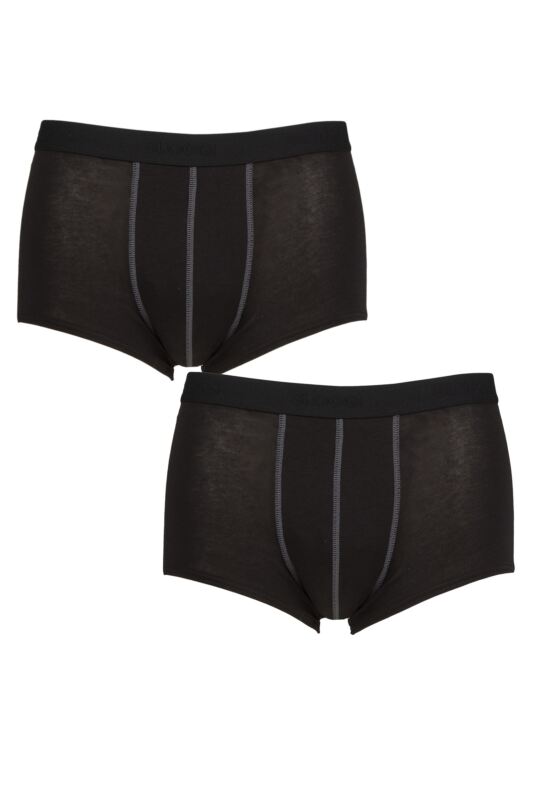 Mens 2 Pack Sloggi 24/7 Basic Natural Cotton Hipster Briefs Black 36