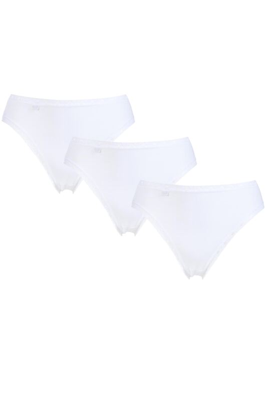 Women's 3 Pack Sloggi 24/7 Cotton Lace Tai Briefs White 10