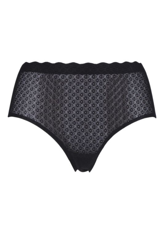 Women's Sloggi Zero Feel Seamfree Lace High Waist Briefs Black Small