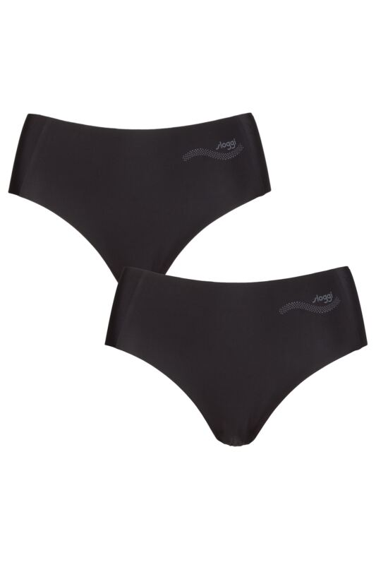 Women's 2 Pack Sloggi Zero Feel Seamfree Hipster Knickers Black Extra Small