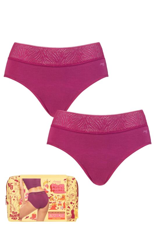 Women's 2 Pack Sloggi Period Pants Hipster Light Wine XX Small