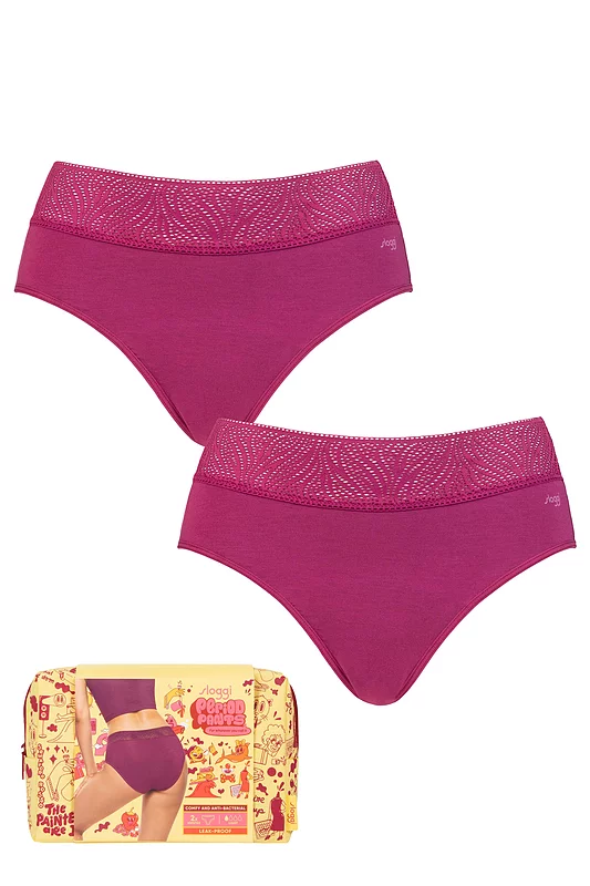 Women's 2 Pack Sloggi Period Pants Hipster Light Wine XX Small