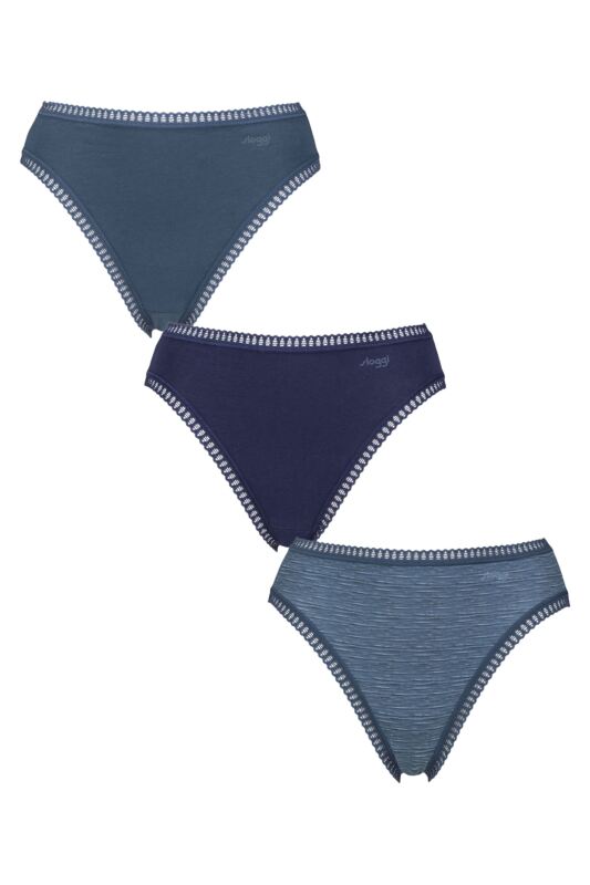 Women's 3 Pack Sloggi Go Crush High Leg Briefs Turquoise S
