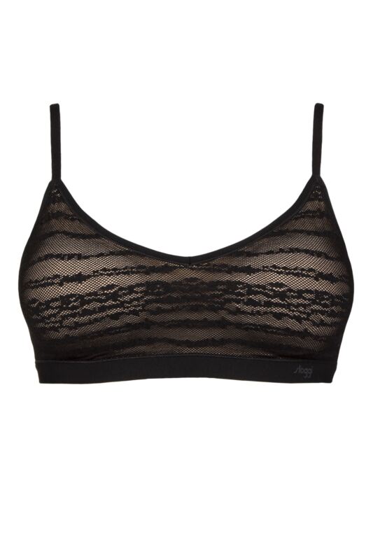 Womens 1 Pack Sloggi FREE Evolve Lace Push-Up Bra Black L/XL