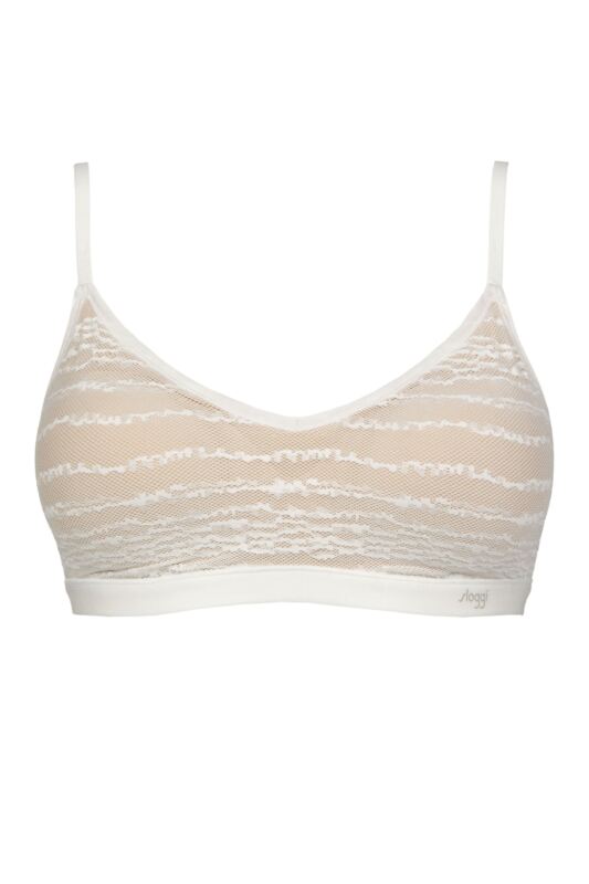 Womens 1 Pack Sloggi FREE Evolve Lace Push-Up Bra Silk White L/XL