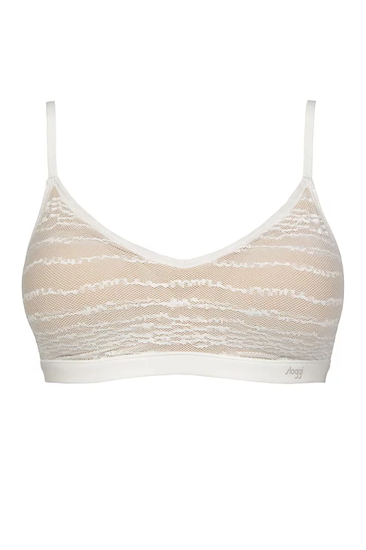 Womens 1 Pack Sloggi FREE Evolve Lace Push-Up Bra Silk White L/XL