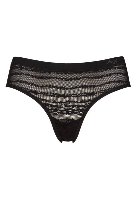Womens 1 Pack Sloggi FREE Evolve Lace Hipster Black L/XL