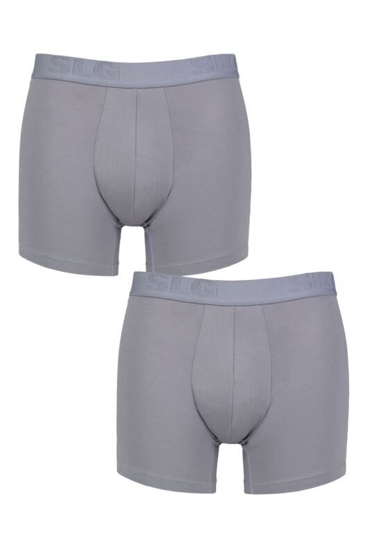 Mens 2 Pair Sloggi SLG Base Soft Boxer Shorts Morandi Grey XXL