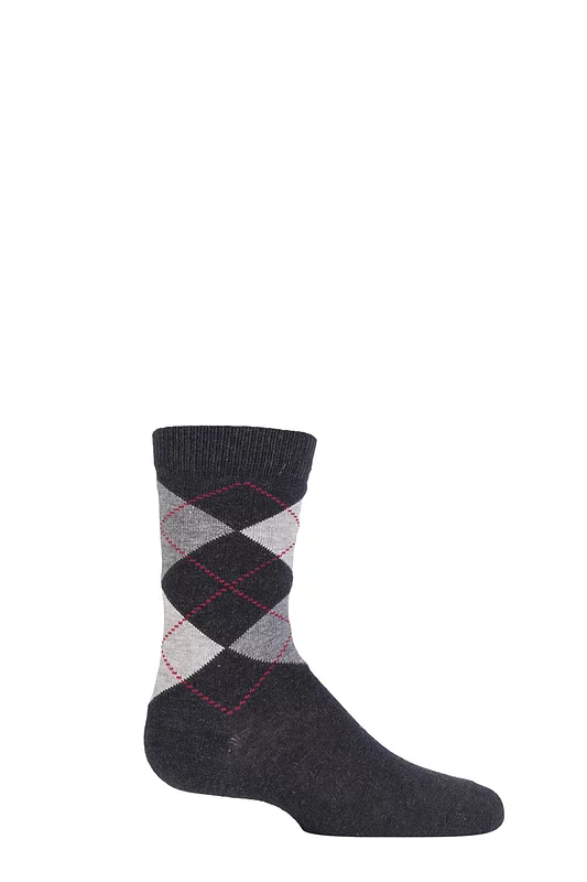 Boys and Girls 1 Pair Falke Cotton Argyle Socks