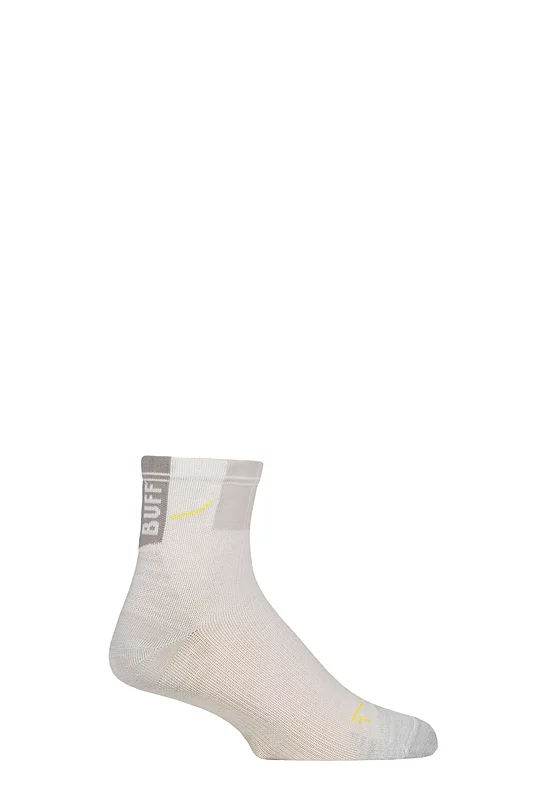 Mens and Women's 1 Pair BUFF Run COOLNET® Quarter Length Socks White XL