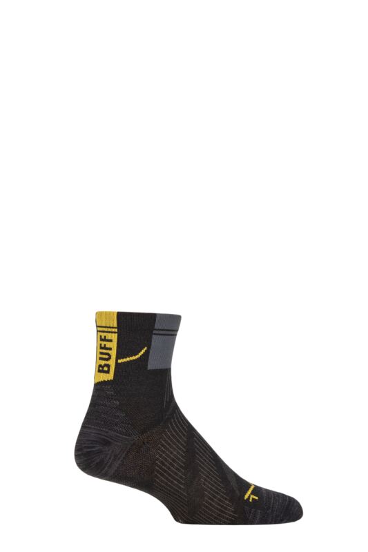 Mens and Women's 1 Pair BUFF Run COOLNET® Quarter Length Socks Graphite XL