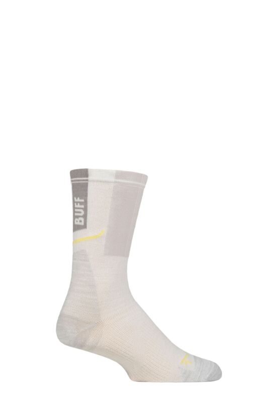Mens and Women's 1 Pair BUFF Run COOLNET® Crew Length Socks White L