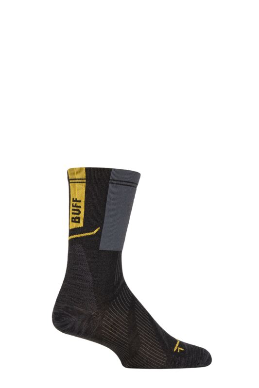 Mens and Women's 1 Pair BUFF Run COOLNET® Crew Length Socks Graphite XL
