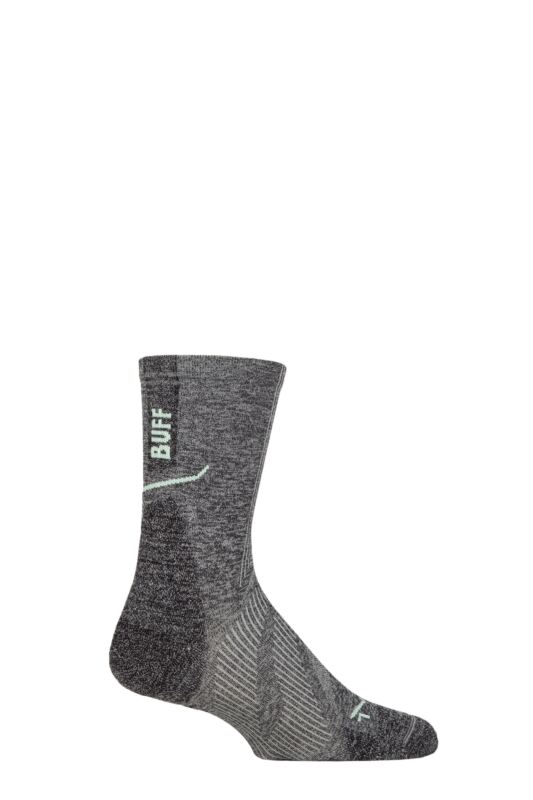 Mens and Women's 1 Pair BUFF Run Hike DRYFLX® Crew Length Socks Grey M