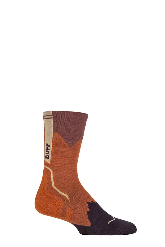 Mens and Women's 1 Pair BUFF Hike Merino Lightweight Crew Length Socks Ginger S