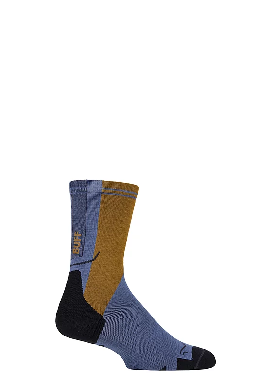 Mens and Women's 1 Pair BUFF Hike Merino Lightweight Crew Length Socks Blue M