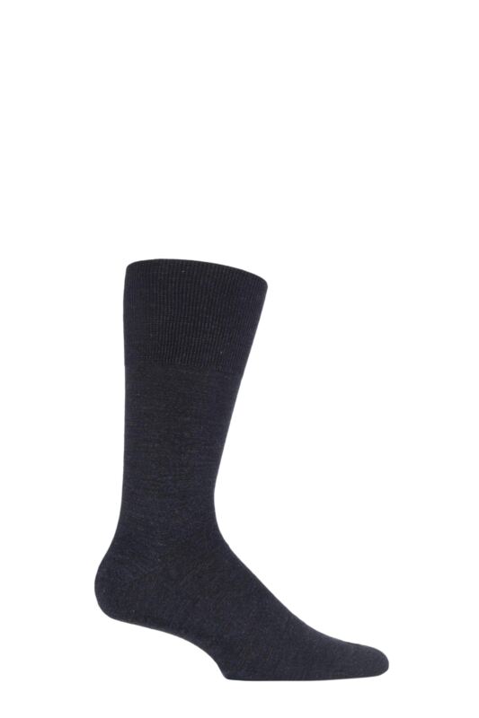 Mens 1 Pair Falke Airport Plain Virgin Wool and Cotton Business Socks