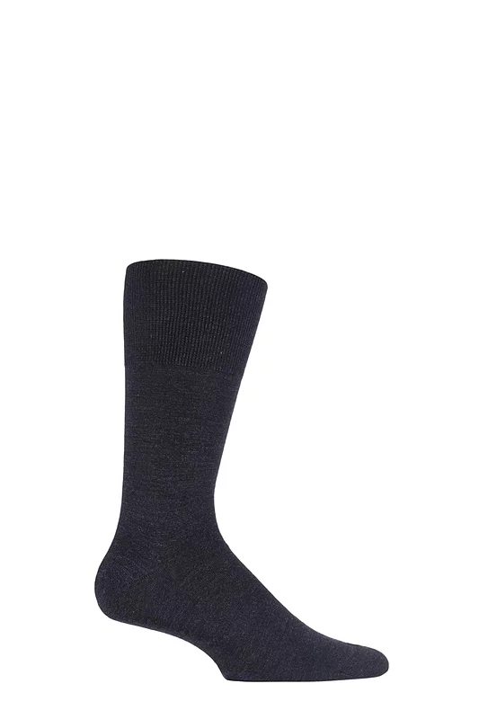 Mens 1 Pair Falke Airport Plain Virgin Wool and Cotton Business Socks