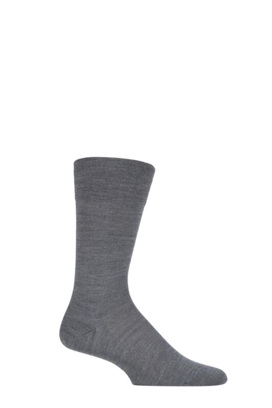 Mens 1 Pair Falke Sensitive Berlin Virgin Wool Left and Right Socks With Comfort Cuff