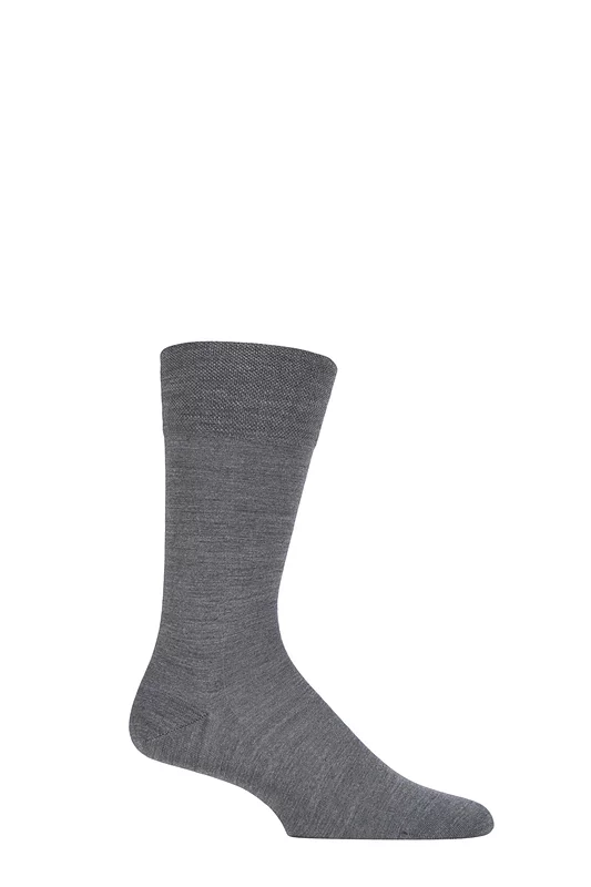Mens 1 Pair Falke Sensitive Berlin Virgin Wool Left and Right Socks With Comfort Cuff