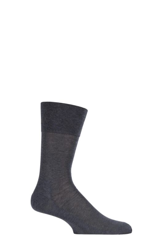 Mens 1 Pair Falke Tiago Classic Fil d'Ecosse Mercerised Cotton Socks Anthracite Melange 47-48