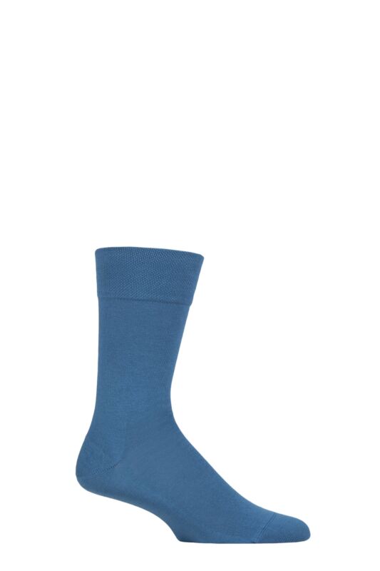 Mens 1 Pair Falke Sensitive London Cotton Left and Right Socks With Comfort Cuff Nautical 5.5-8 Mens