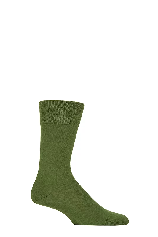 Mens 1 Pair Falke Sensitive London Cotton Left and Right Socks With Comfort Cuff