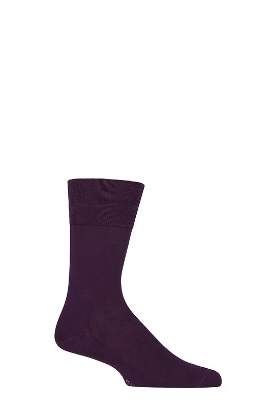 Mens 1 Pair Falke Tiago Classic Fil d'Ecosse Mercerised Cotton Socks Wine Berry 8.5-9.5 Mens